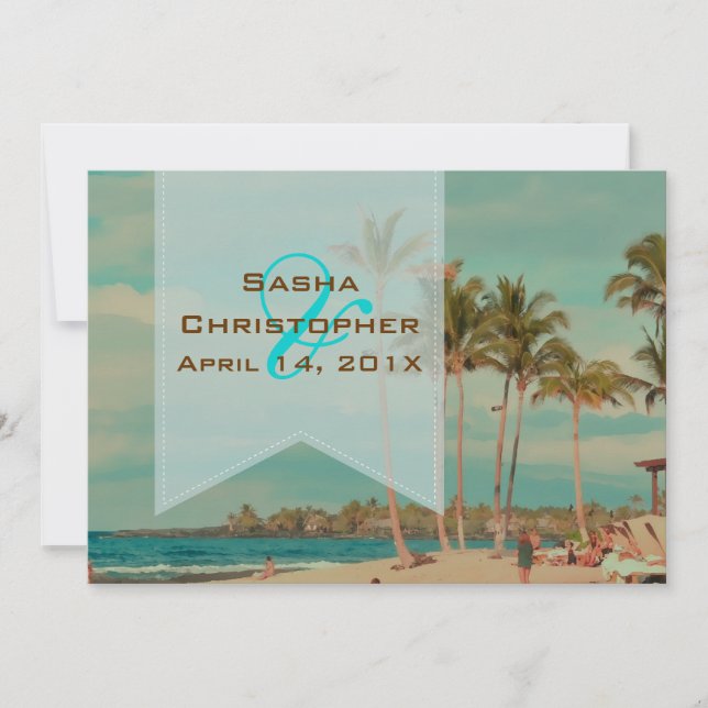 PixDezines Vintage Beach Scence/hualalai Invitation (Front)
