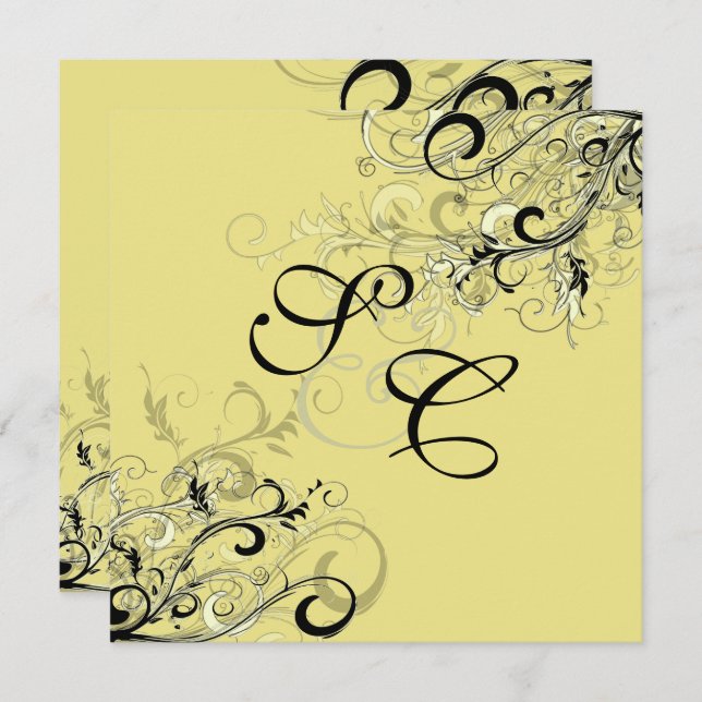 PixDezines VINTAGE BLACK SWIRLS/diy background Invitation (Front/Back)
