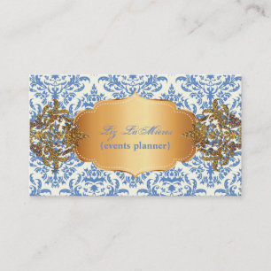 PixDezines Vintage blue céline damask Business Card