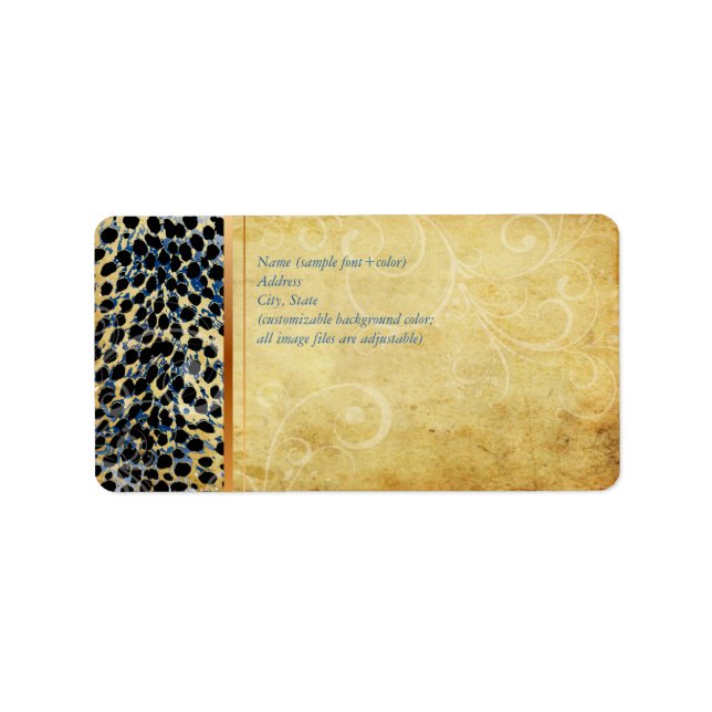 PixDezines vintage blue cheetah Label (Front)