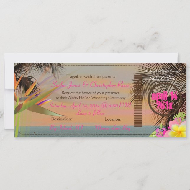 PixDezines vintage boarding pass/bird of paradise Invitation (Front)