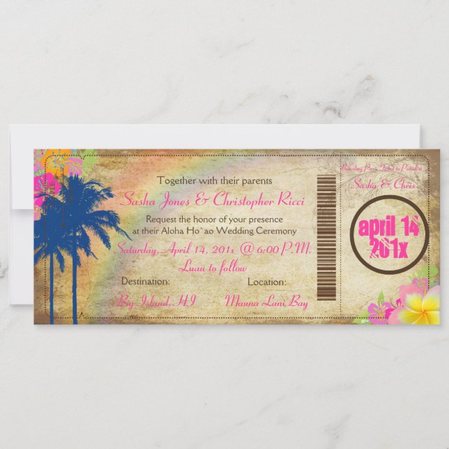 PixDezines vintage boarding pass/twin palms Invitation (Front)