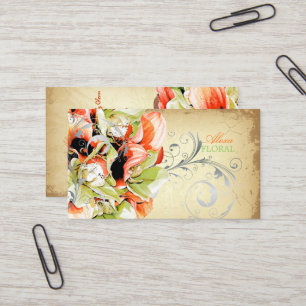PixDezines vintage bouquet, florists/diy colours Business Card