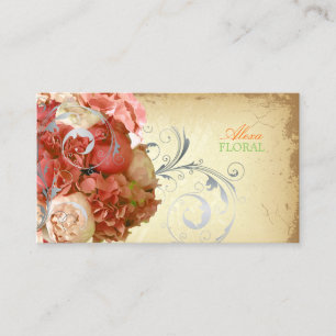 PixDezines vintage bouquet, florists/diy colours Business Card