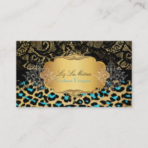 PixDezines vintage cheetah, black lace Business Card