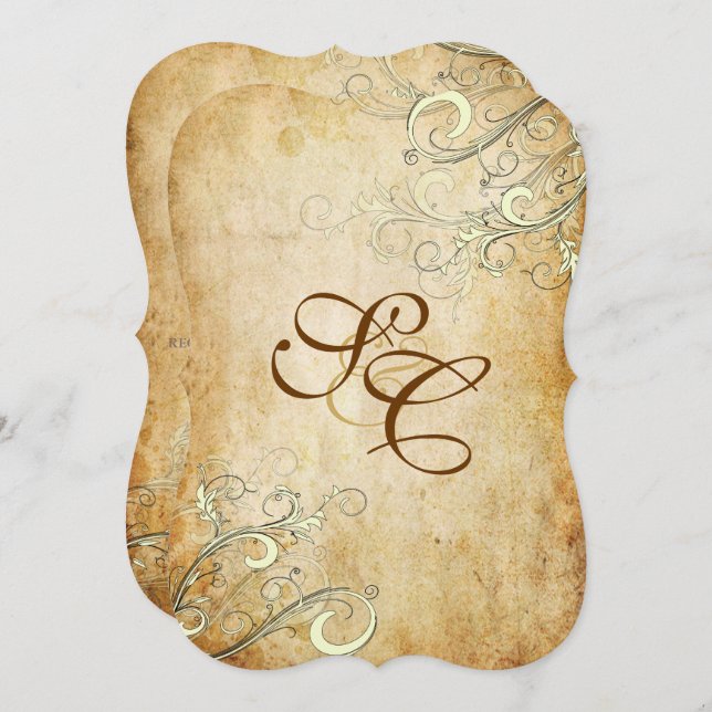 PixDezines VINTAGE CREAM SWIRLS/FAUX PARACHMENT Invitation (Front/Back)