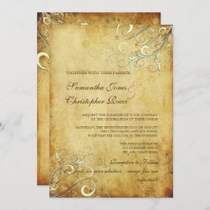 PixDezines VINTAGE CREAM SWIRLS/FAUX PARACHMENT Invitation
