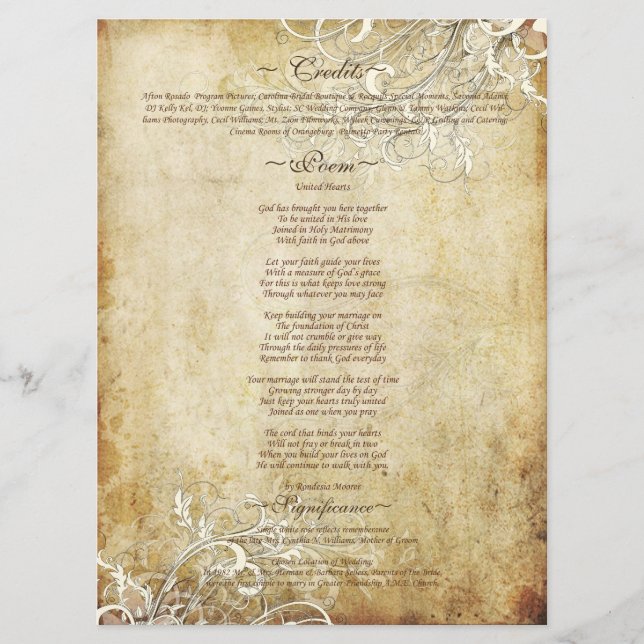 PixDezines vintage cream swirls Programme (Front)