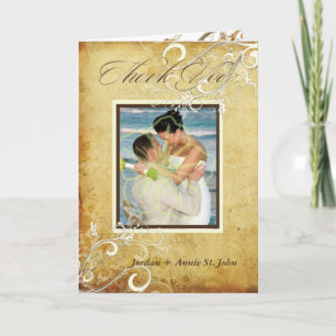 PixDezines vintage cream swirls Thank You Card