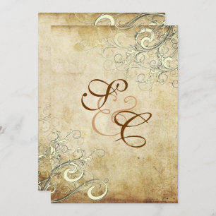 PixDezines VINTAGE CREAM SWIRLS WEDDING INVITES