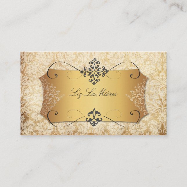 PixDezines vintage desiree lace damask Business Card (Front)
