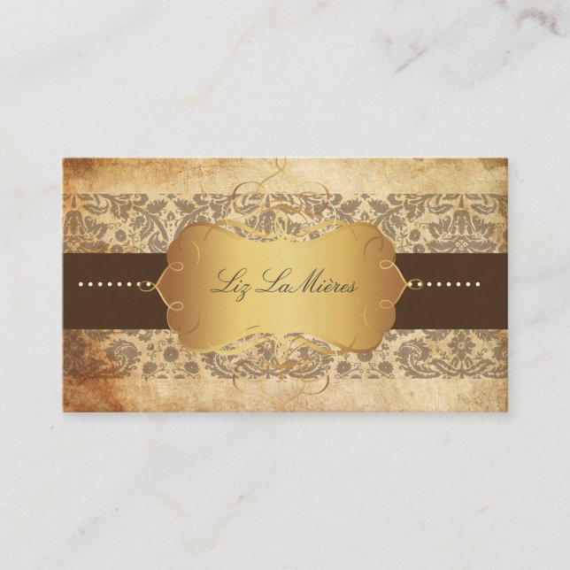 PixDezines vintage desiree lace damask Business Card (Front)
