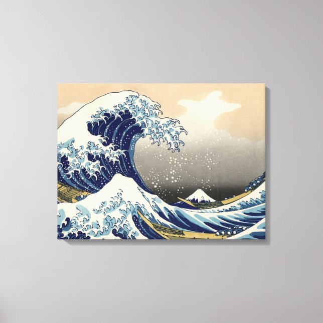 PixDezines Vintage, Great Wave, Hokusai 葛飾北斎の神奈川沖浪 Canvas Print (Front)