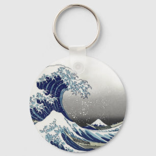 PixDezines Vintage, Great Wave, Hokusai 葛飾北斎の神奈川沖浪 Key Ring