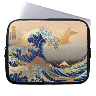 PixDezines Vintage Great Wave Hokusai 葛飾北斎の神奈川沖浪 Laptop Sleeve