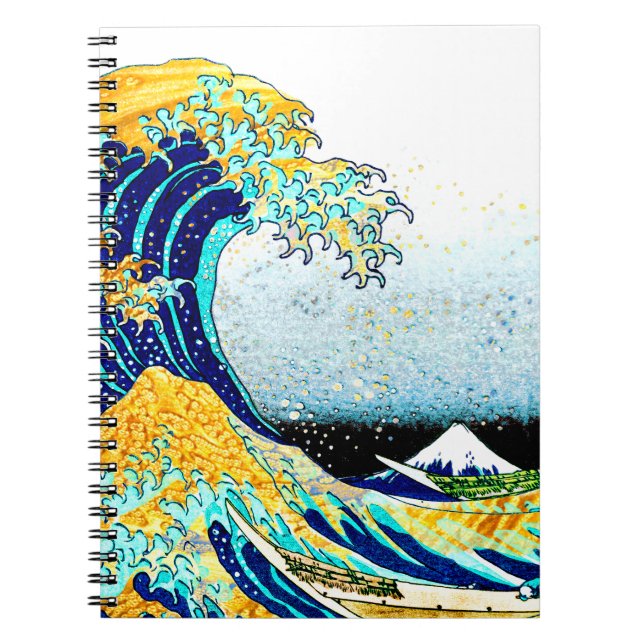 PixDezines Vintage, Great Wave, Hokusai 葛飾北斎の神奈川沖浪 Notebook (Front)