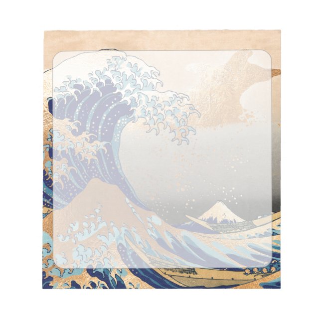 PixDezines Vintage, Great Wave, Hokusai 葛飾北斎の神奈川沖浪 Notepad (Front)