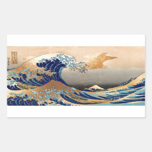 PixDezines Vintage, Great Wave, Hokusai 葛飾北斎の神奈川沖浪 Rectangular Sticker