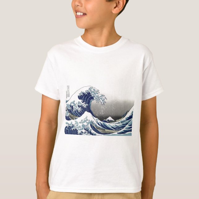 PixDezines Vintage, Great Wave, Hokusai 葛飾北斎の神奈川沖浪 T-Shirt (Front)