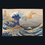 PixDezines Vintage, Great Wave, Hokusai 葛飾北斎の神奈川沖浪 Tea Towel<br><div class="desc">PixDezinves Vintage of Japanese art with faux gold accent. The Great Wave of Kanagawa is one of the most seen worldwide. The artist,  Hokusai,  1832 (Edo Period). Depicting okinami as the great waves,  NOT tsunami.  Digitally enhanced by PixDezines.
Copyright © 2008-2014 PixDezines.com™ and PixDezines™ on zazzle.com</div>