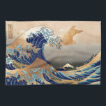 PixDezines Vintage, Great Wave, Hokusai 葛飾北斎の神奈川沖浪 Tea Towel<br><div class="desc">PixDezinves Vintage of Japanese art with faux gold accent. The Great Wave of Kanagawa is one of the most seen worldwide. The artist,  Hokusai,  1832 (Edo Period). Depicting okinami as the great waves,  NOT tsunami.  Digitally enhanced by PixDezines.
Copyright © 2008-2014 PixDezines.com™ and PixDezines™ on zazzle.com</div>