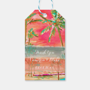 PixDezines vintage hawaii/beach/coral/lteal Gift Tags