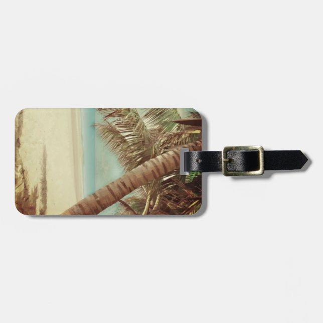 PixDezines vintage hawaiian beach+coconut palms Luggage Tag (Front Horizontal)