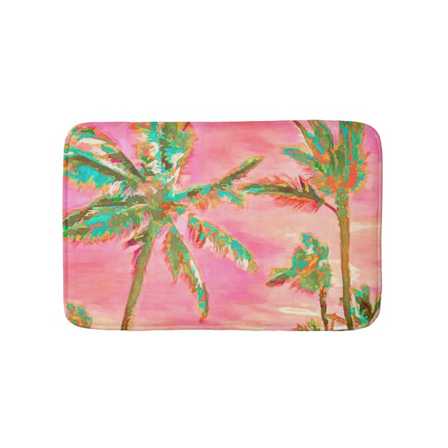 PixDezines Vintage Hawaiian Beach/Pink Bath Mat (Front)