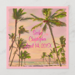 PixDezines vintage hawaiian beach/pink Invitation