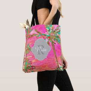PixDezines Vintage Hawaiian Beach/Pink Tote Bag