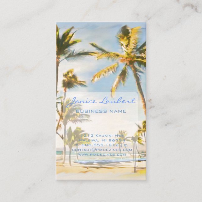 PixDezines vintage hawaiian beach scene Business Card (Front)