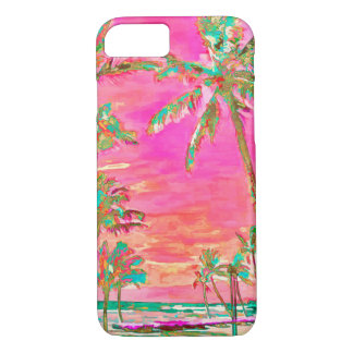 PixDezines Vintage Hawaiian Beach Scene/Pink Case-Mate iPhone Case