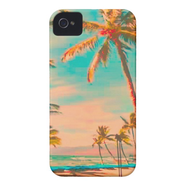 PixDezines Vintage Hawaiian Beach Scene/teal Case-Mate iPhone Case (Back)