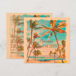 PixDezines VINTAGE HAWAIIAN BEACH/TEAL/DIY Bckgrnd Invitation