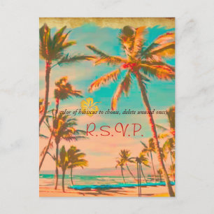 PixDezines Vintage Hawaiian Beach/teal Invitation Postcard