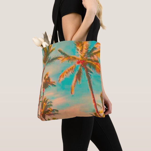 PixDezines Vintage Hawaiian Beach/Teal Tote Bag (Close Up)