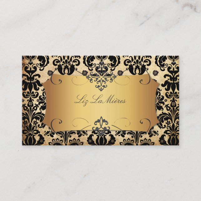 PixDezines Vintage Isabella damask/faux parchment Business Card (Front)