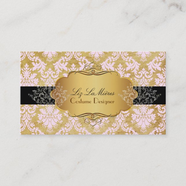 PixDezines vintage la paloma damask Business Card (Front)
