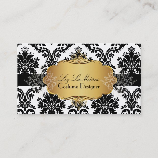 PixDezines vintage la paloma damask Business Card (Front)