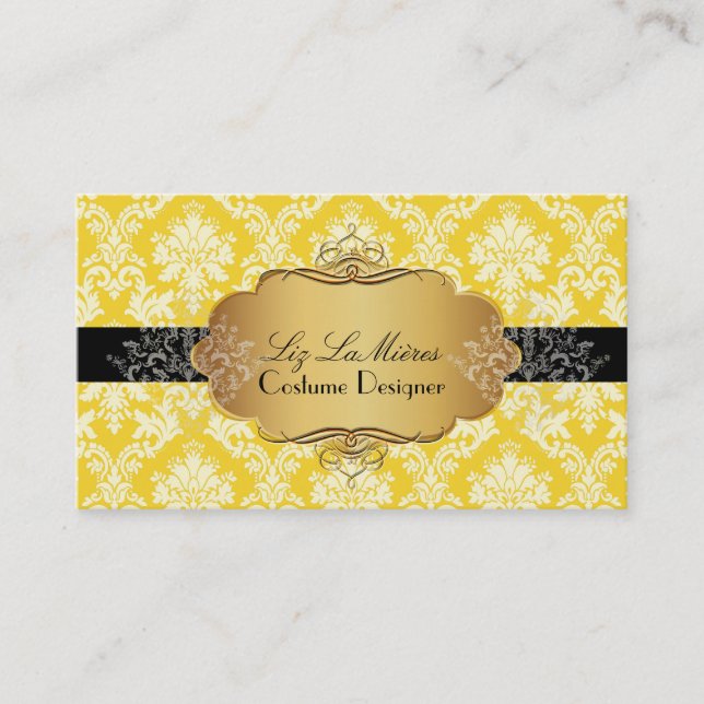 PixDezines vintage la paloma damask Business Card (Front)