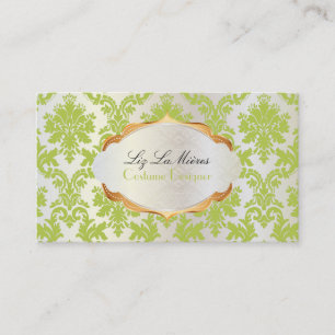 PixDezines vintage la paloma damask/matcha green Business Card
