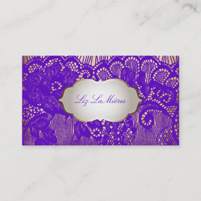 PixDezines Vintage Lace-Up/purple Business Card (Front)