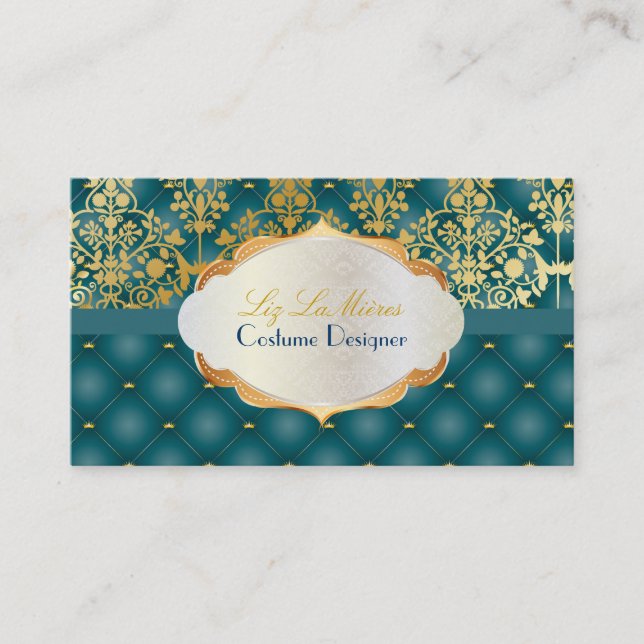 PixDezines vintage leila damask Business Card (Front)