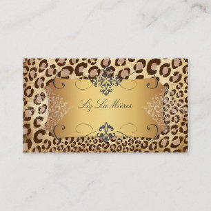 PixDezines VINTAGE LEOPARD+LACE DAMASK Business Card