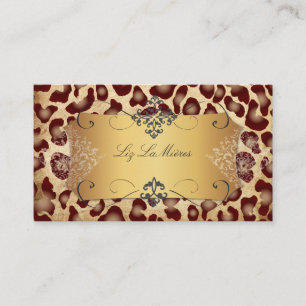 PixDezines VINTAGE LEOPARD+LACE DAMASK Business Card