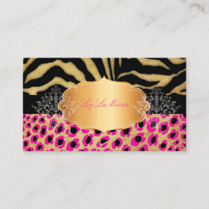 PixDezines VINTAGE LEOPARD+ZEBRA+FAUX+GOLD+LABEL Business Card