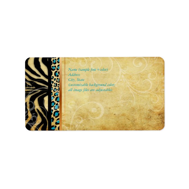 PixDezines vintage leopard+zebra Label (Front)