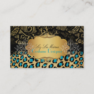 PixDezines Vintage leopard, zebra+lace Business Card