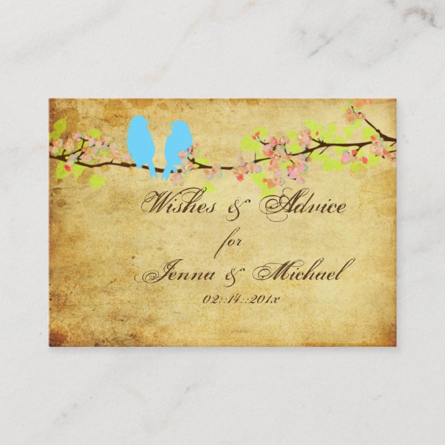 PixDezines Vintage Love Birds, Advice Cards (Front)