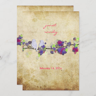 PixDezines Vintage love birds/lilac Invitation
